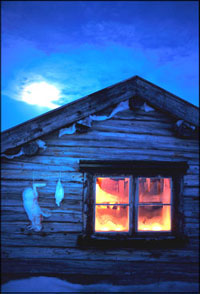 Fangst av hare og rype på hyttevegg - Copyright: Bjørn Rangbru