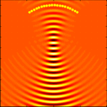 Illustration of how a sound wave is focused using a curved transmitter