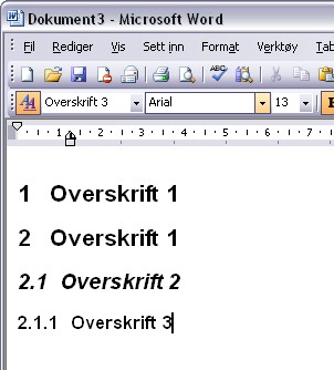 overskrifter/nummerert9 - Copyright: brukersenter@hist.no