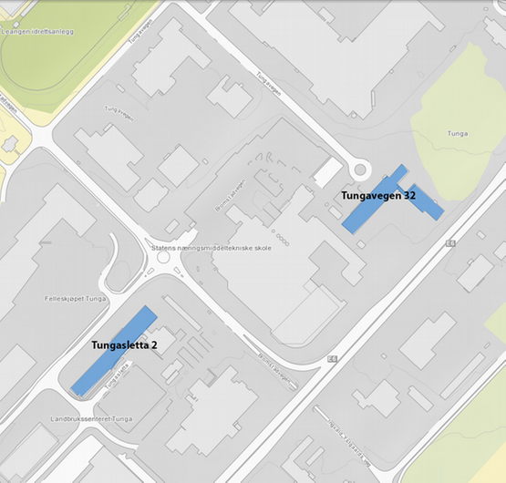 Kart over HiSTs lokaler på Tunga