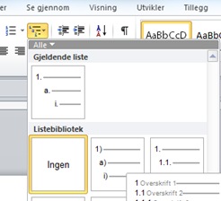 Nummerere overskrifter