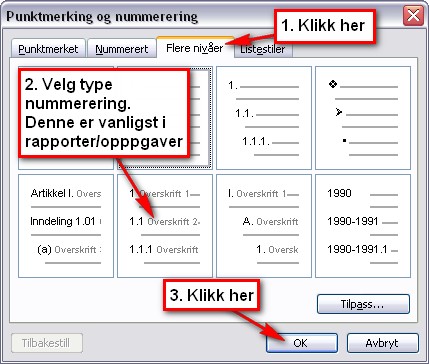 overskrifter/nummerert7 - Copyright: brukersenter@hist.no